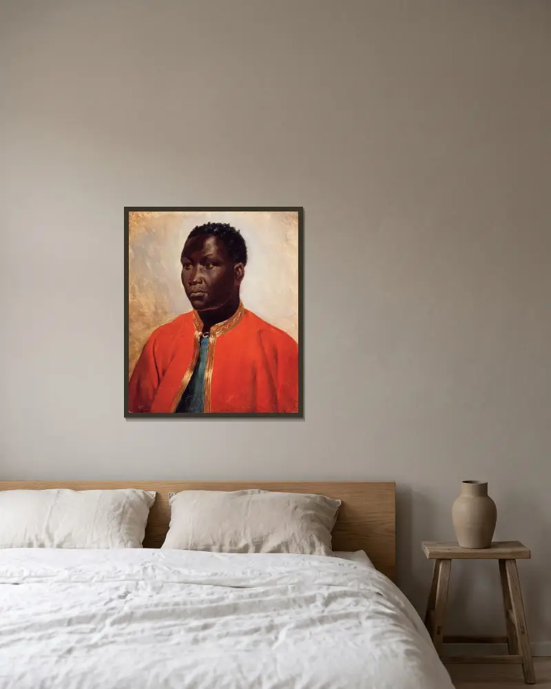 Porträtt av en neger av Théodore Géricault inramad på en vägg