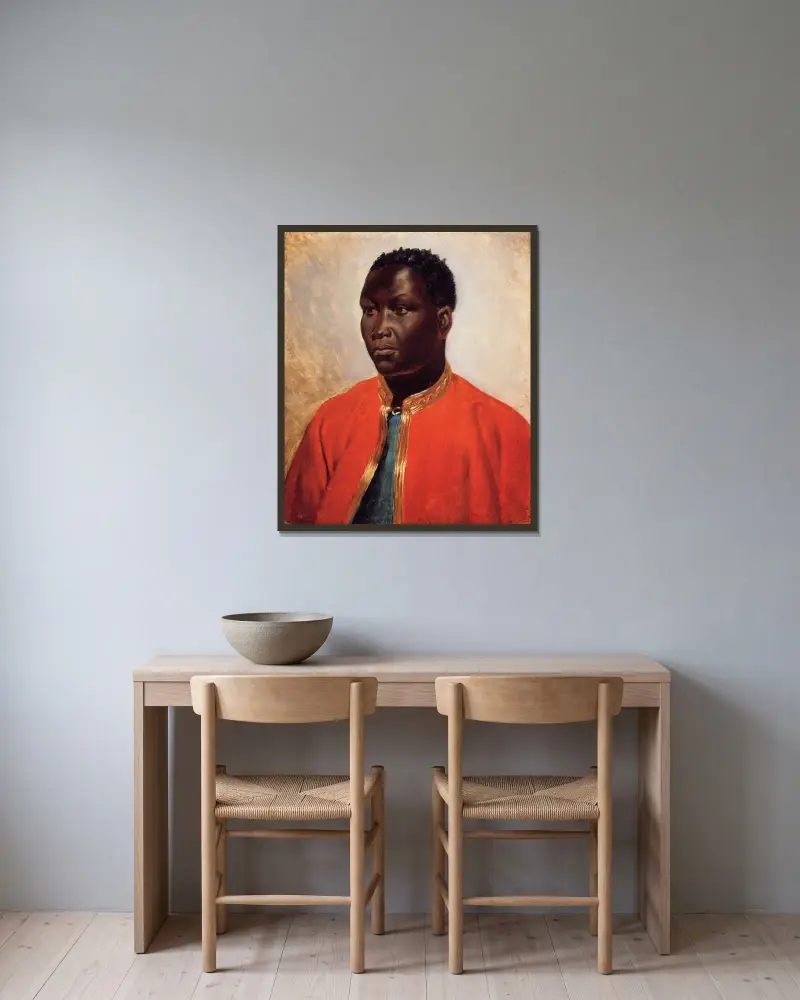 Porträtt av en neger av Théodore Géricault inramad på en vägg