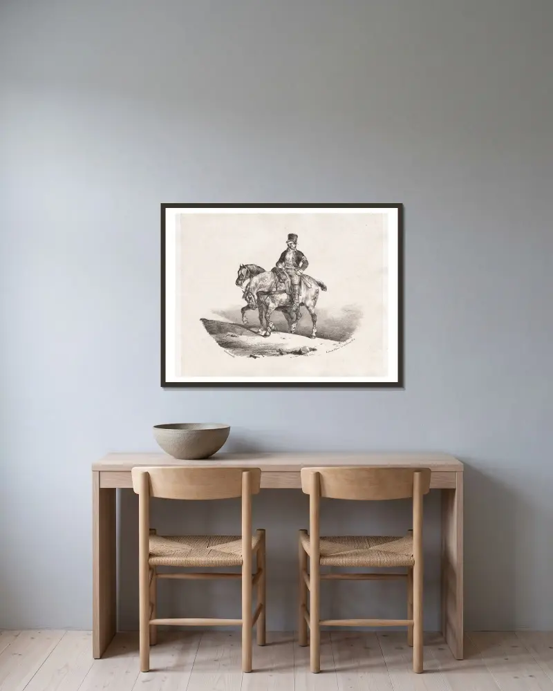 Postilion neboli dva koně v postroji, Théodore Géricault v rámu na stěně