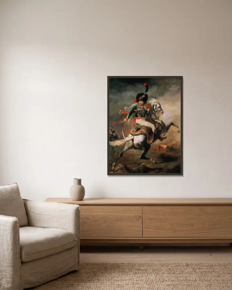 Útočící myslivec, Théodore Géricault v rámu na stěně