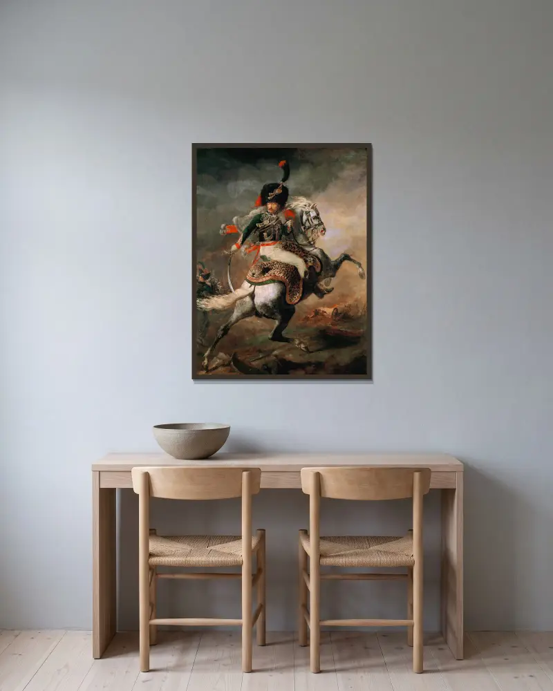 Útočící myslivec, Théodore Géricault v rámu na stěně
