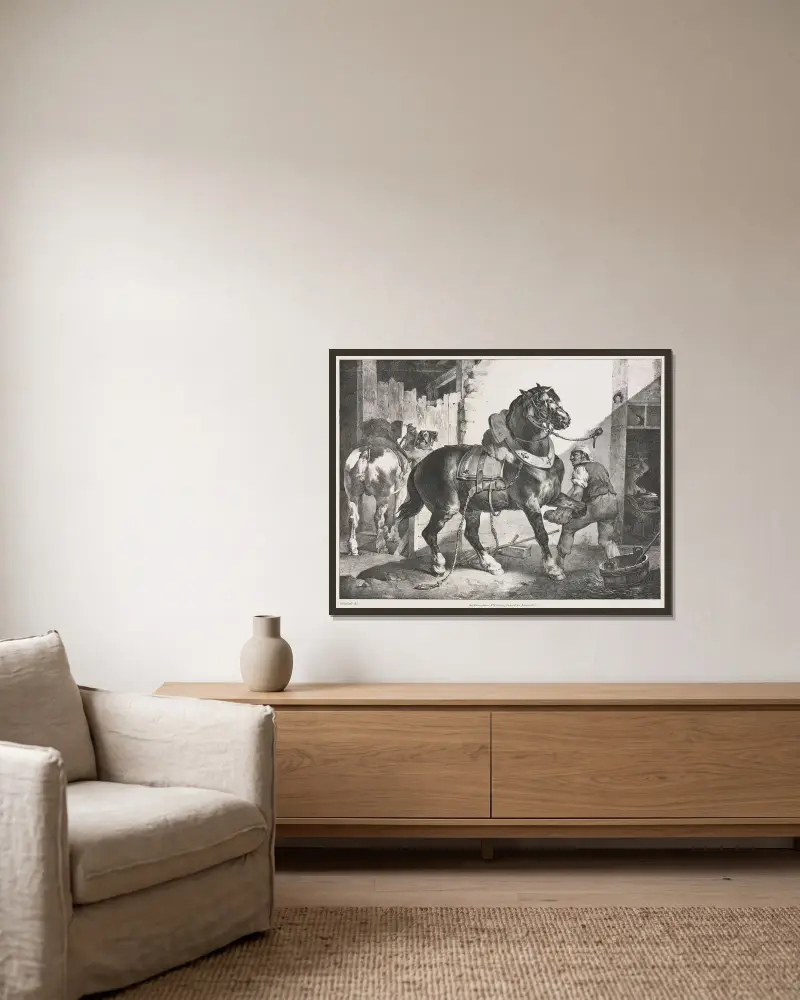 Den franske smeden av Théodore Géricault inramad på en vägg