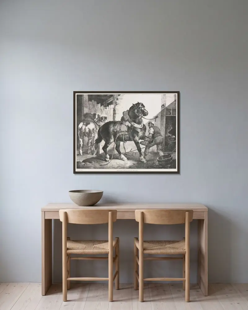Den franske smeden av Théodore Géricault inramad på en vägg