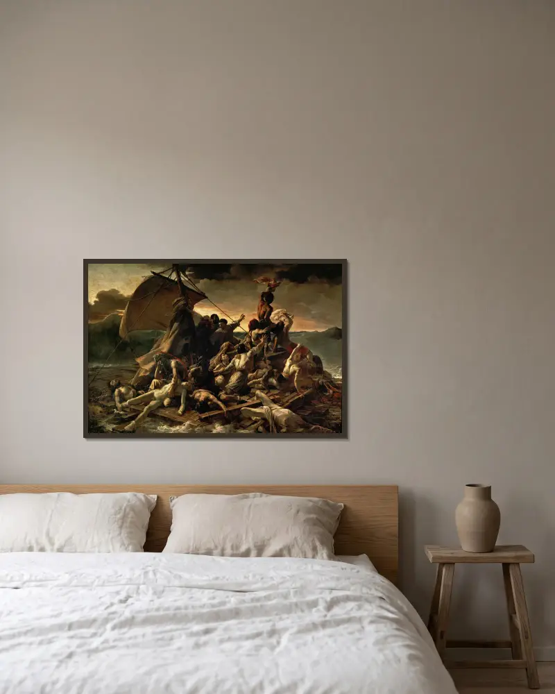Medusas flotte av Théodore Géricault inramad på en vägg