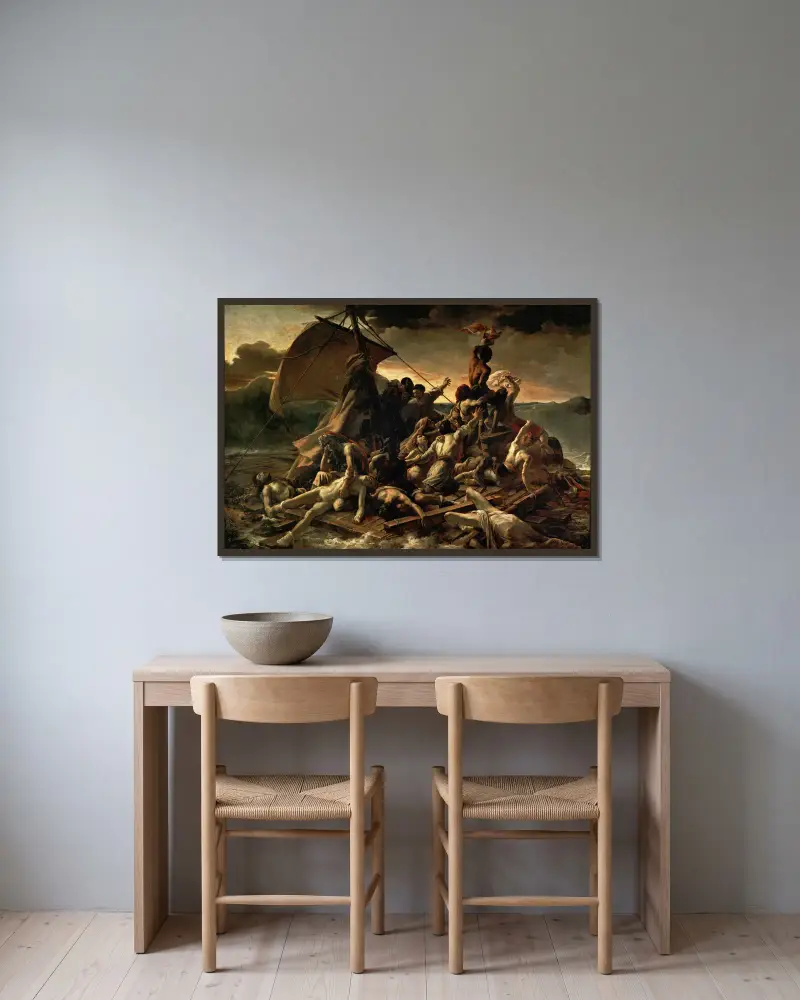 Medusas flotte av Théodore Géricault inramad på en vägg