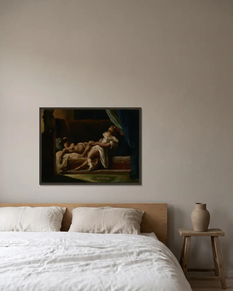 Drei Liebende von Théodore Géricault gerahmt an einer Wand
