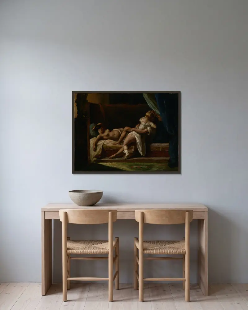 Drei Liebende von Théodore Géricault gerahmt an einer Wand