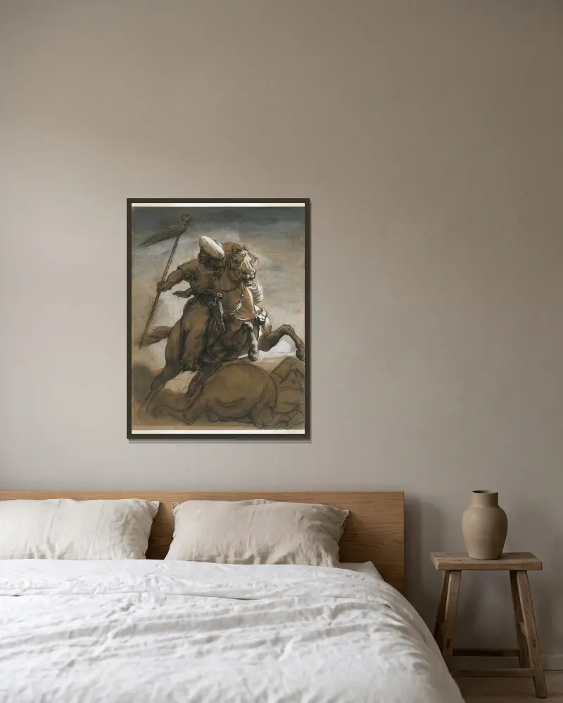 Turecký kavalerista v boji, Théodore Géricault v rámu na stěně