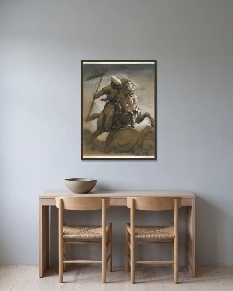 Turecký kavalerista v boji, Théodore Géricault v rámu na stěně