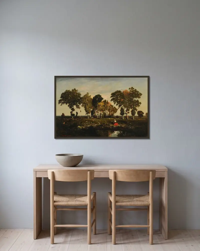 La Mare av Théodore Rousseau inramad på en vägg