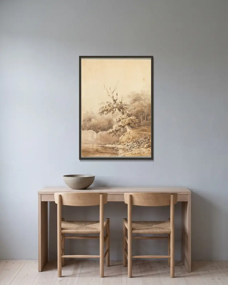 Krajina, 1836, Théodore Rousseau v rámu na stěně