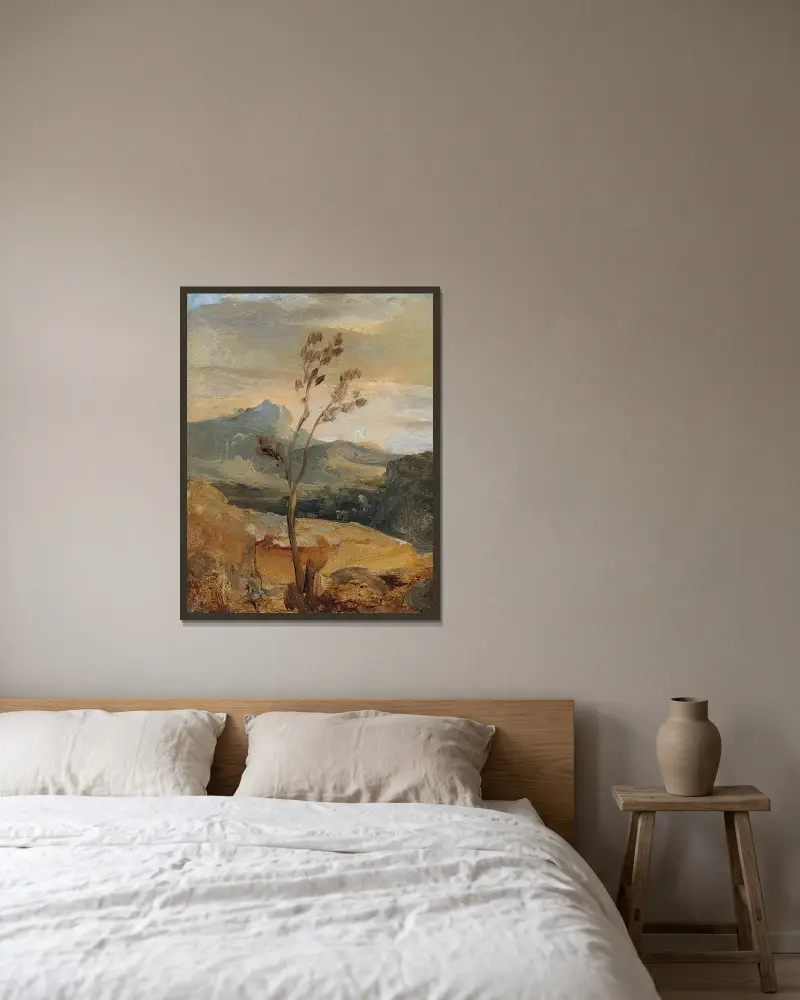 Landskap från Auvergne av Théodore Rousseau inramad på en vägg