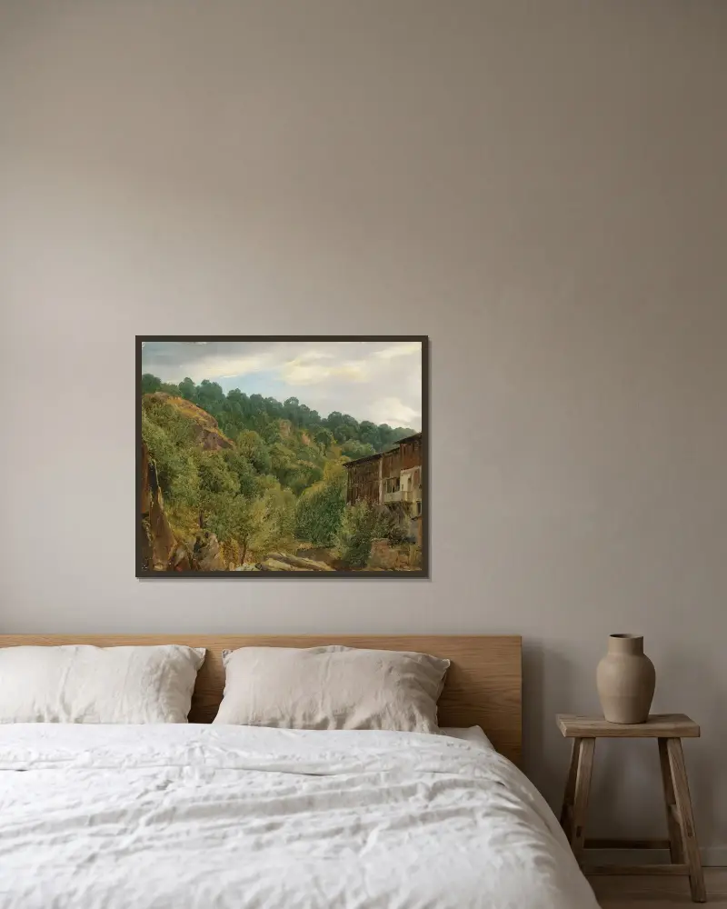 Landskap från Auvergne av Théodore Rousseau inramad på en vägg