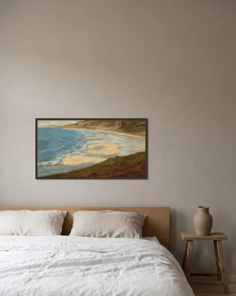 Strand vid Mont-Saint-Michel av Théodore Rousseau inramad på en vägg