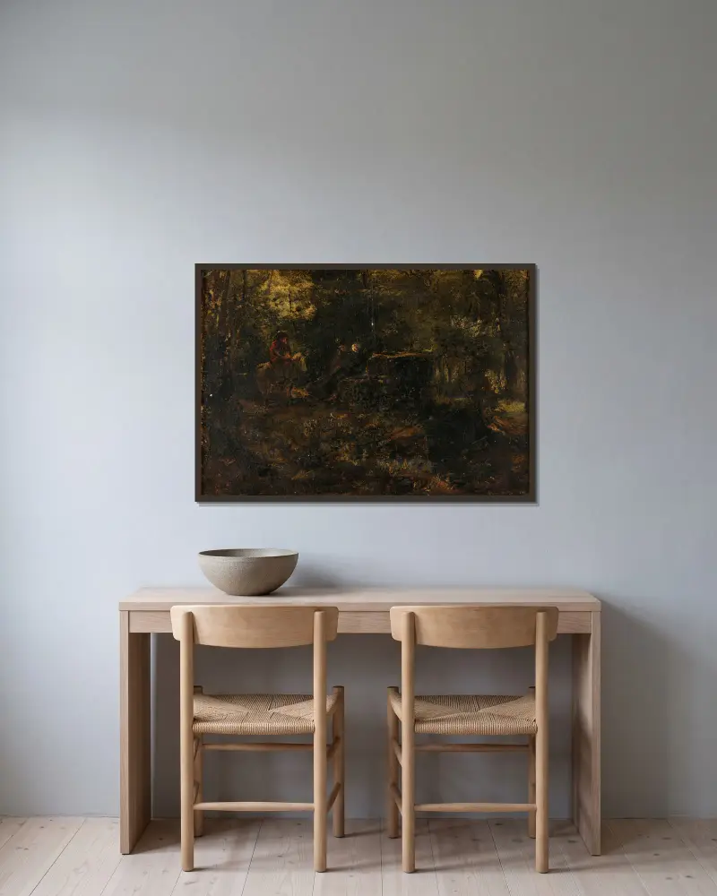Unterholz von Théodore Rousseau gerahmt an einer Wand