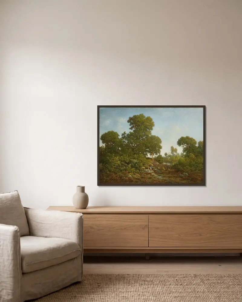 Frühling von Théodore Rousseau gerahmt an einer Wand