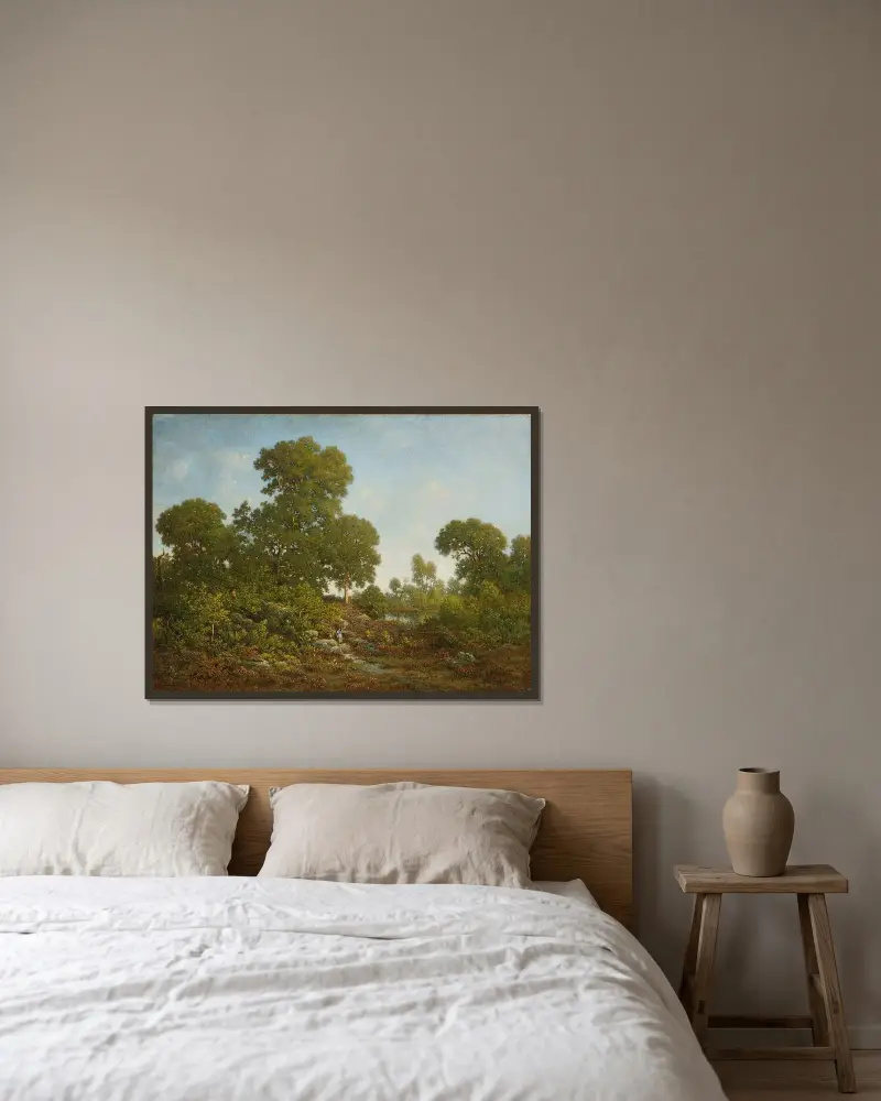 Frühling von Théodore Rousseau gerahmt an einer Wand