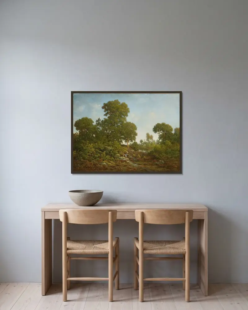 Frühling von Théodore Rousseau gerahmt an einer Wand