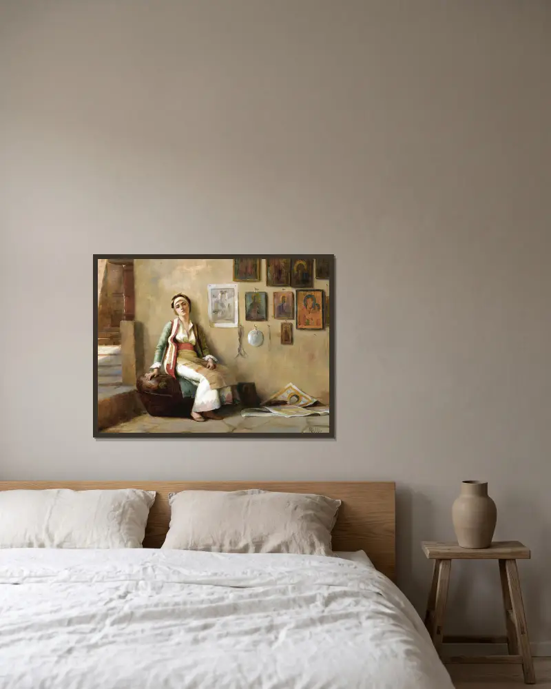 Eine Ruhepause von Theodoros Ralli gerahmt an einer Wand