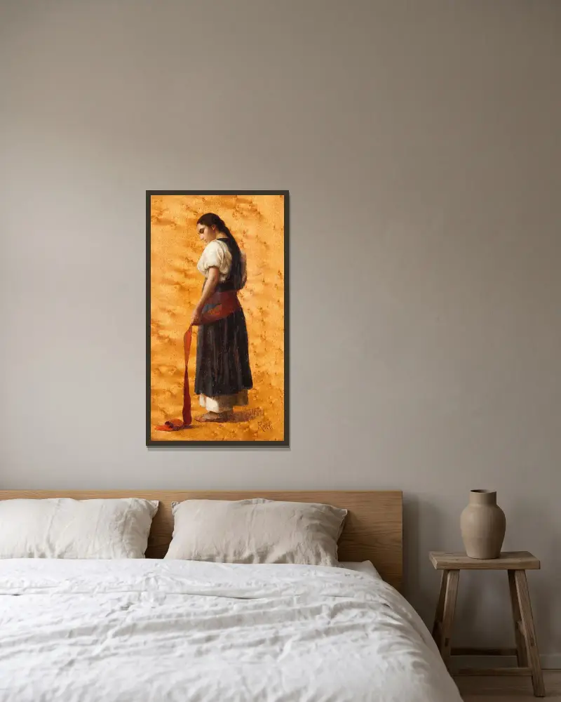 Der Gürtel von Theodoros Ralli gerahmt an einer Wand