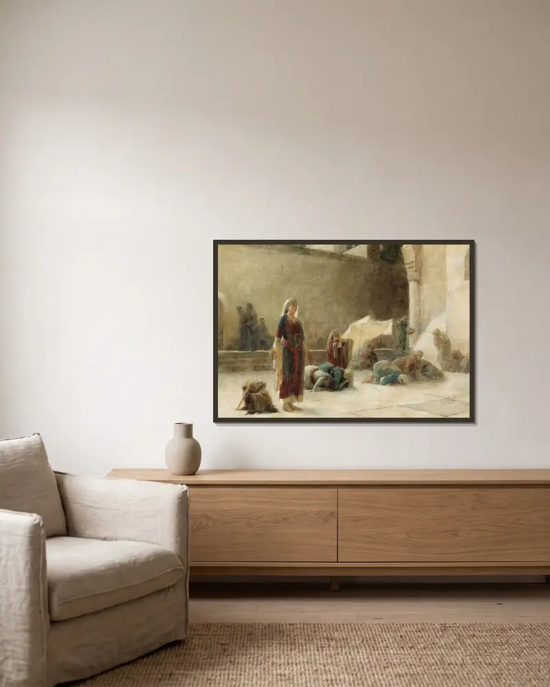 Le Parvis Du Saint Sepulcre a Jerusalem av Theodoros Ralli inramad på en vägg