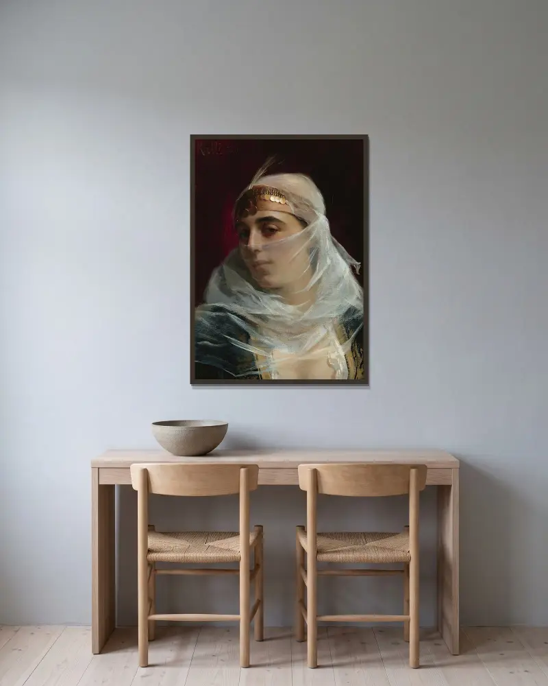 Turkish Woman av Theodoros Ralli inramad på en vägg