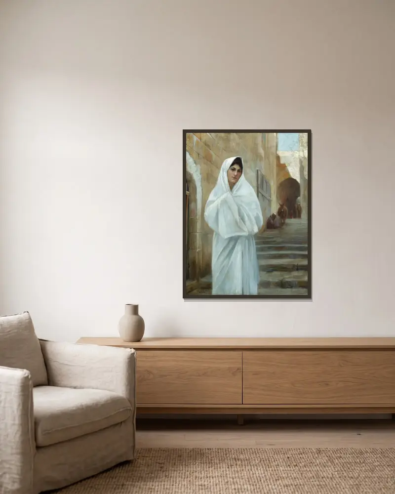 Young Girl, Jerusalem av Theodoros Ralli inramad på en vägg