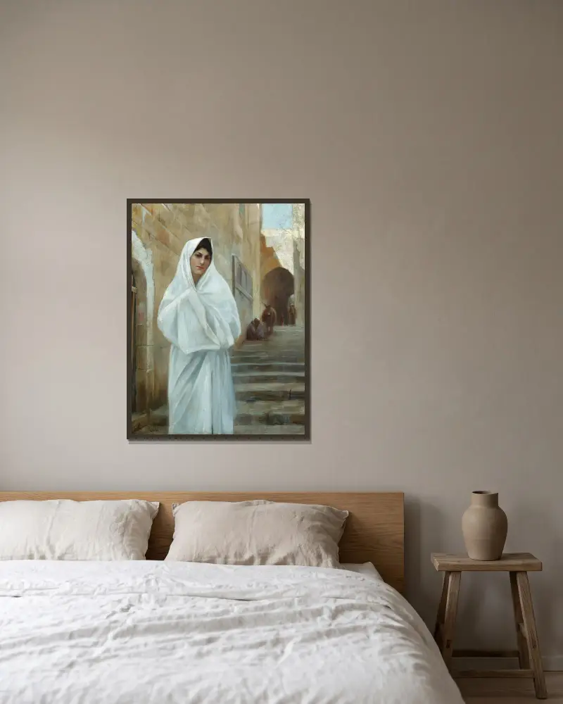 Young Girl, Jerusalem av Theodoros Ralli inramad på en vägg