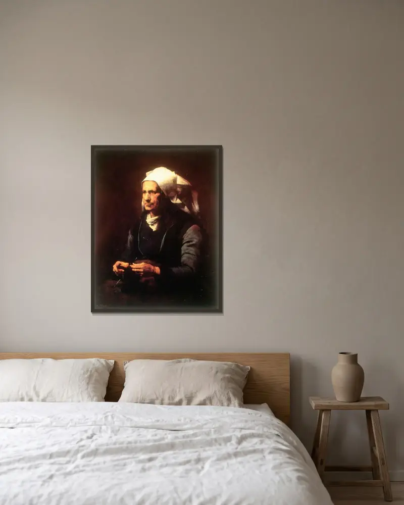 Bretonsk gammal kvinna av Théodule Ribot inramad på en vägg