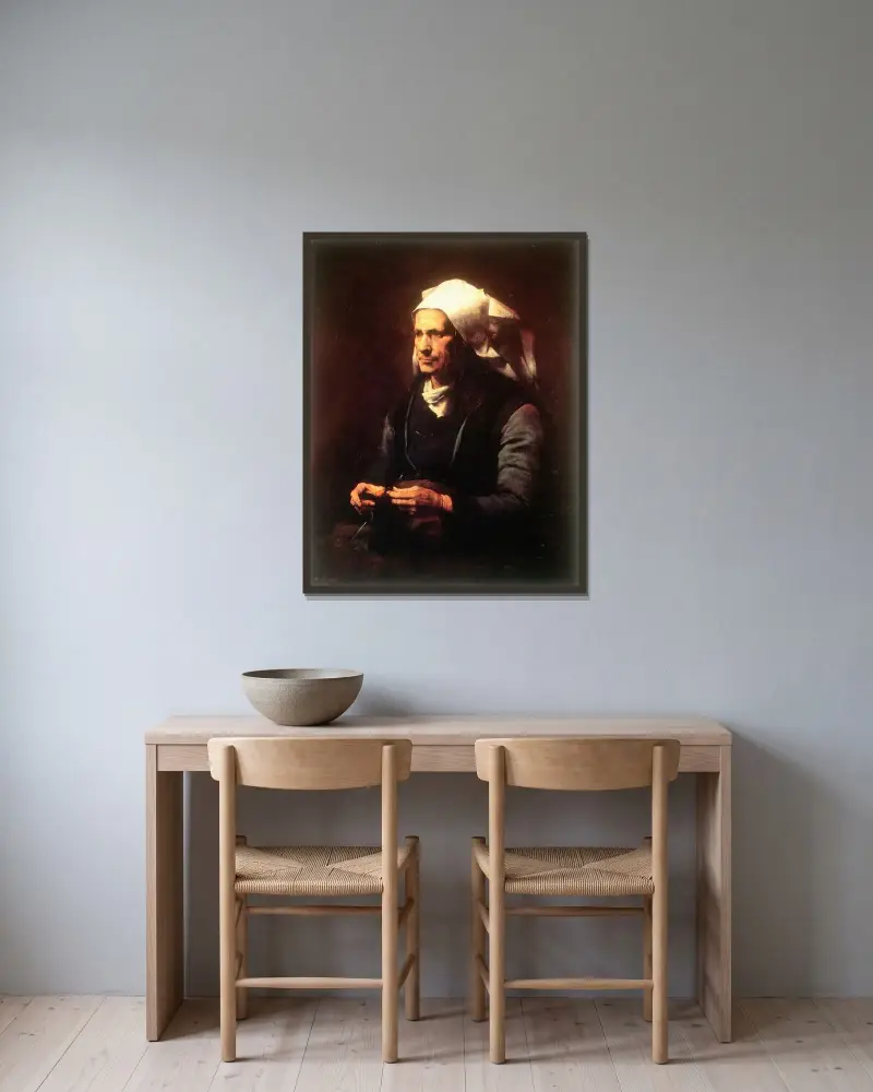 Bretonsk gammal kvinna av Théodule Ribot inramad på en vägg