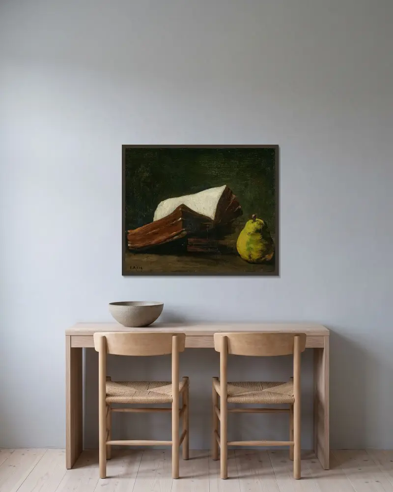Bok och päron av Théodule Ribot inramad på en vägg