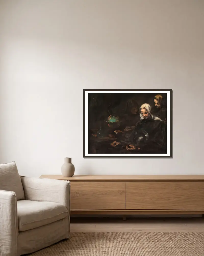 Chez l’antiquaire av Théodule Ribot inramad på en vägg