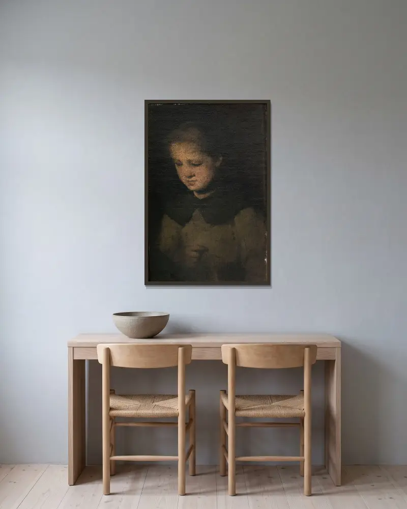 Dziewczynka w szarości, Théodule Ribot w ramie na ścianie