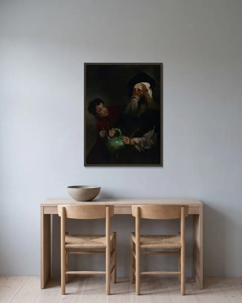 Lazarillo de Tormes and His Blind Master av Théodule Ribot inramad på en vägg
