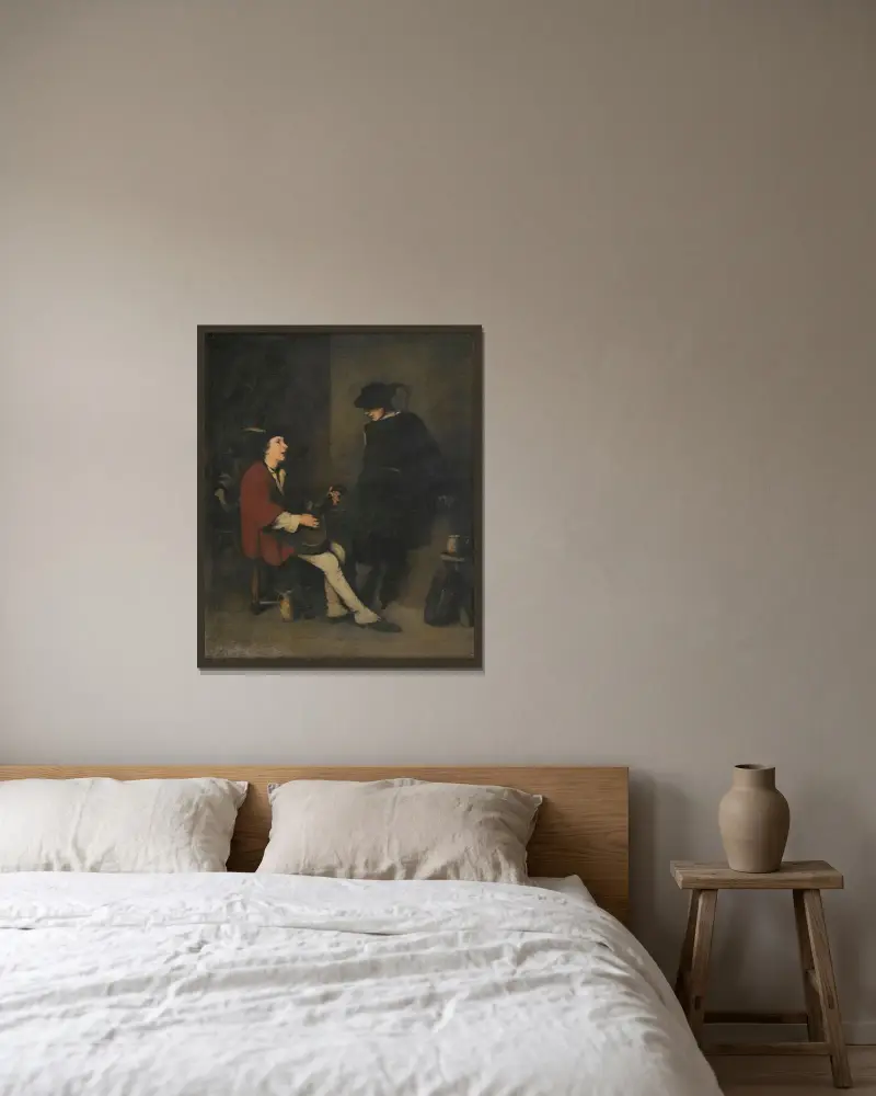 Gitarristen av Théodule Ribot inramad på en vägg
