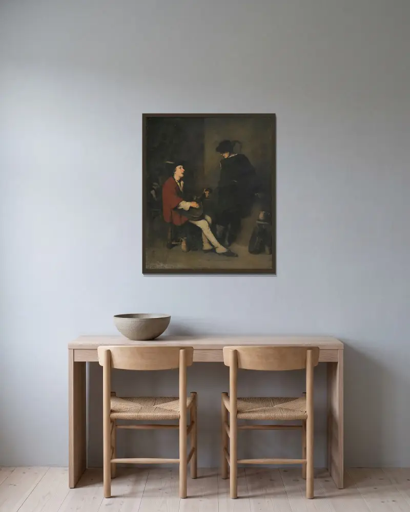 Gitarristen av Théodule Ribot inramad på en vägg