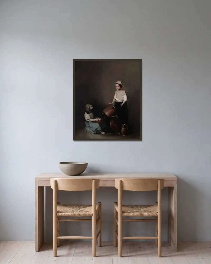 De små skurarna av Théodule Ribot inramad på en vägg