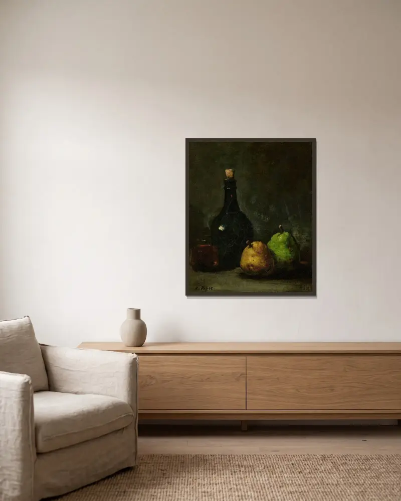 Päron och vin av Théodule Ribot inramad på en vägg
