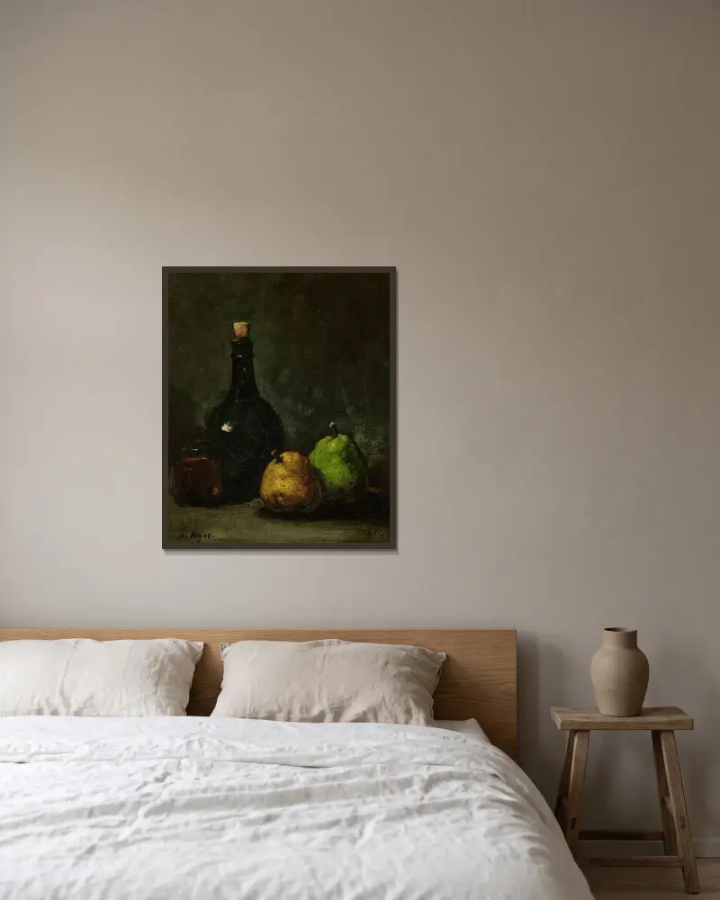 Päron och vin av Théodule Ribot inramad på en vägg