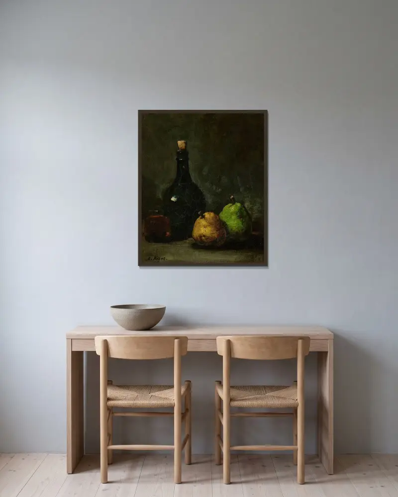 Päron och vin av Théodule Ribot inramad på en vägg