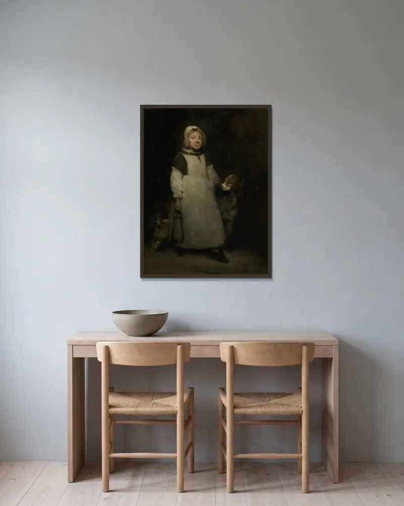 The Little Milkmaid av Théodule Ribot inramad på en vägg