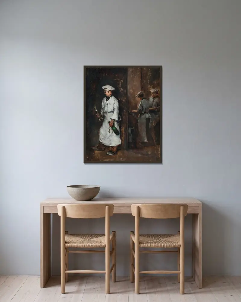 Den unge sommelieren av Théodule Ribot inramad på en vägg