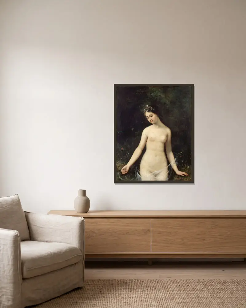 Jeune femme nue av Théophile Gautier inramad på en vägg
