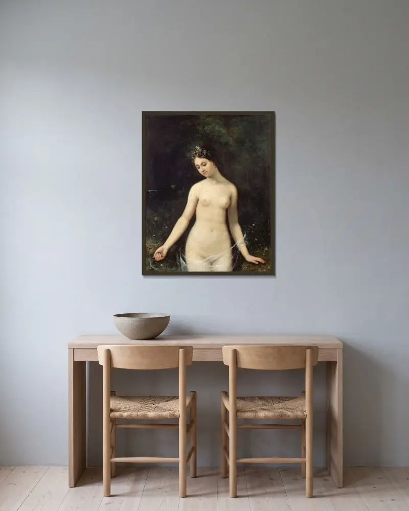 Jeune femme nue av Théophile Gautier inramad på en vägg