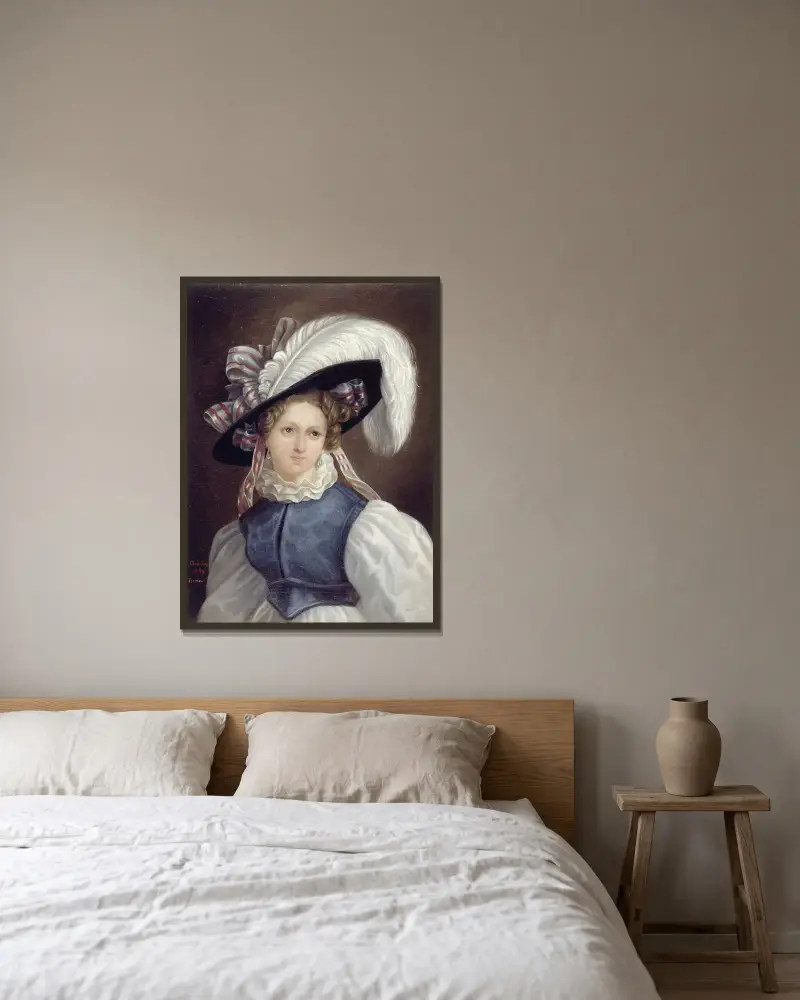 Portrait de femme av Théophile Gautier inramad på en vägg