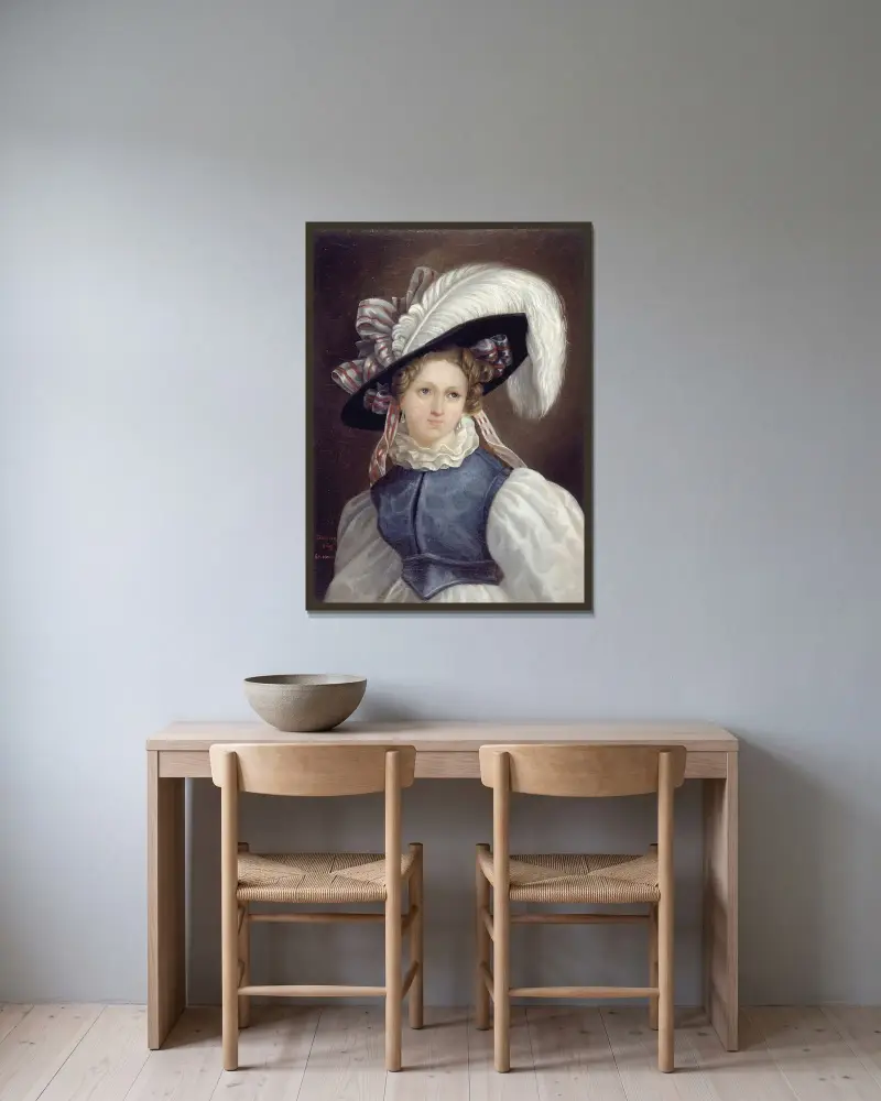 Portrait de femme av Théophile Gautier inramad på en vägg