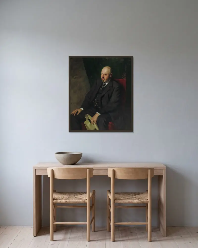 Anton Caspar Rudolph Dreesmann (1854-1934) av Thérèse Schwartze inramad på en vägg