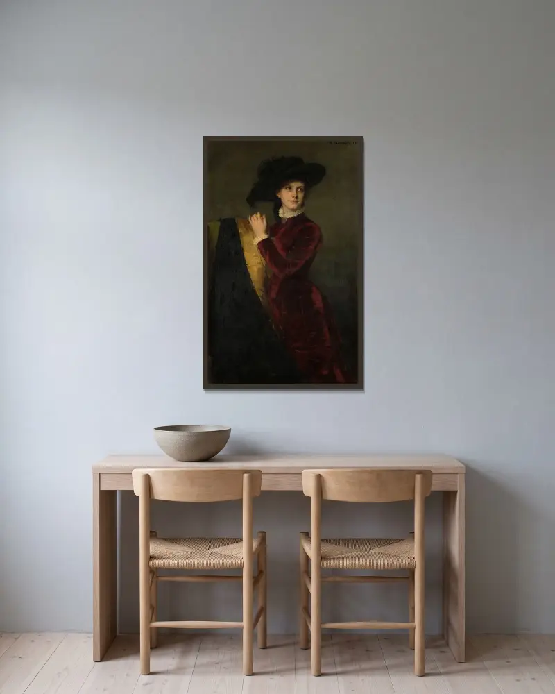 Catharina Josephina den Tex-Biben (1858-1889) av Thérèse Schwartze inramad på en vägg