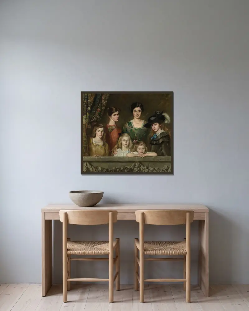 Die sechs Töchter Boissevain von Thérèse Schwartze gerahmt an einer Wand