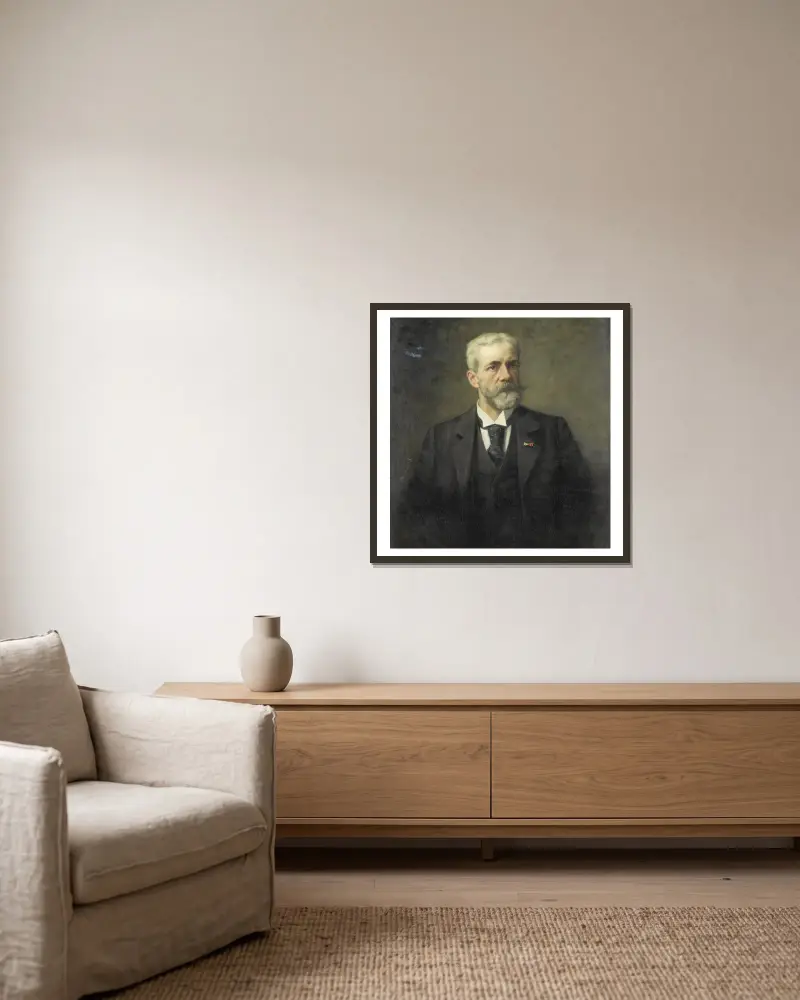 Frederik Daniël Otto Obreen (1840-96). Hoofddirecteur van het Rijksmuseum, Amsterdam av Thérèse Schwartze inramad på en vägg